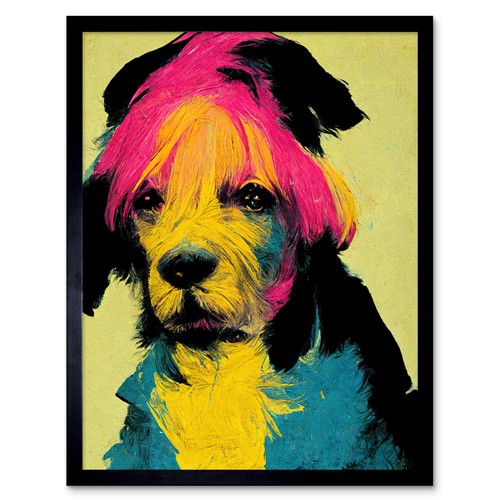 Pop art hund hellrosa gelb - pop,