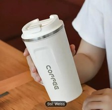 Thermobecher Edelstahl 510 ml Kaffeebecher to go Auslaufsicher Kaffeetasse Weiss