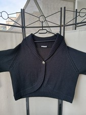 Jäckchen Jacke Oberteil Strick Trachten Dirndl schwarz Gr. 50 52 Edelweißknopf