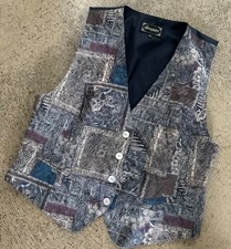 Damen Brokat Weste Größe 44 - Bandolera - blau grundig