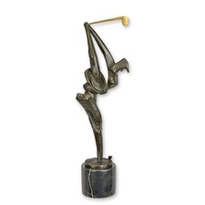 Moderne Bronze Golfer Skulptur auf schwarzem Marmorsockel signiert