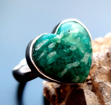 925 Sterling Silber Ring Amazonit Edelstein Gr. 17,5 Echtschmuck Unikat