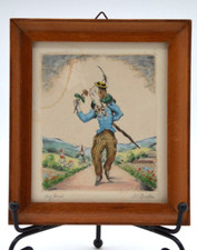 Hand-colored Etching by