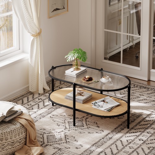 Tier ovaler couchtisch - 2-tier,