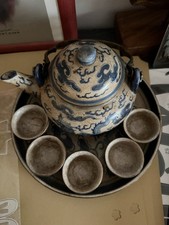 Handgefertigtes Keramik-Teeservice - Blue-and-White 