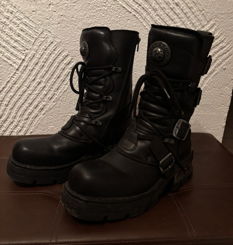 New rock bikerstiefel leder - new,
