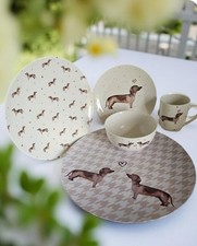 Dackel Geschirr 4 Varianten Teller Tasse Schale Clayre & Eef  Dachshund Jagd