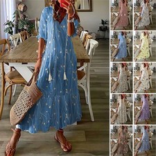 Damen Boho Maxikleid Blumen