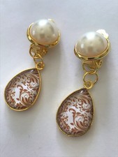 Ohrclips / Perlen-Glascabochon