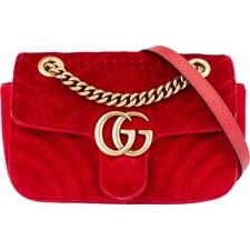 Gucci Red Velvet GG Marmont Crossbody Bag Tasche