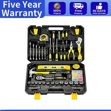 Werkzeugkoffer Gefüllt 108 tlg, Werkzeug im Stabilem Kunststoffkoffer Heimwerker