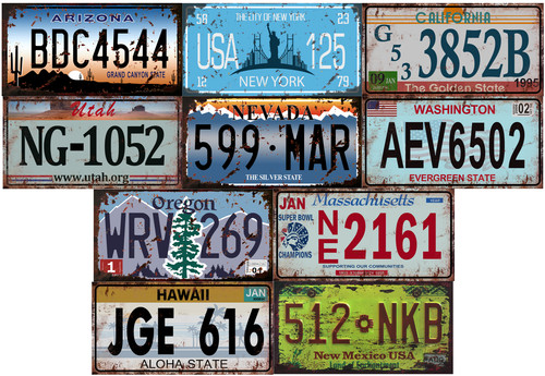 Set usa vintage license - 10,