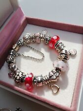 Orig. PANDORA bicolor, Silber und Gold 585 / 14k Armband mit Compose Ohrringe