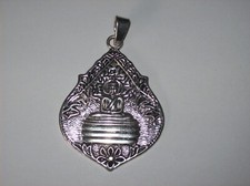 1 Stück Charms, Anhänger, Buddha, silberfarbener Modeschmuck, 52 x 65 mm