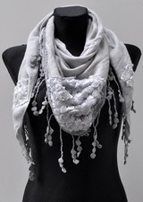 Dreieckstuch Halstuch Schal Stola Damen Fransen Faltens​chal Cotton Blumendekor