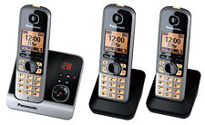 Panasonic KX-TG6723GB Schwarz Trio mit AB Schnurlostelefon-gebraucht, sehr gut