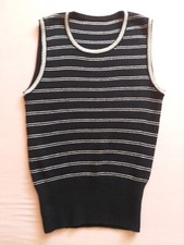 Vintage Damen Pullover Weste Strick Ärmellos in schwarz/silber, Gr. S/M