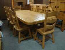 Massivholz Belgische Eiche Essgruppe Sitzgruppe Tisch 8 Stühle Holz Esstisch