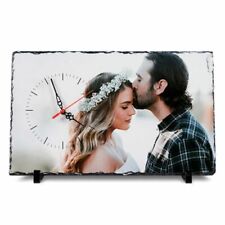 Foto-Tisch-Uhr aus massivem Schiefer - mit Wunschfoto bedruckt - inkl. Standfüße