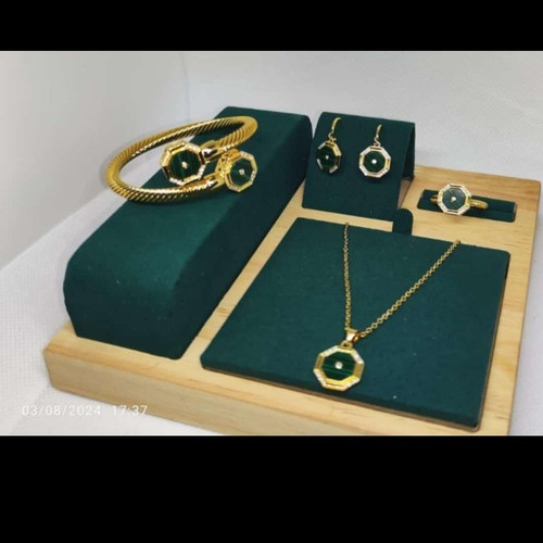 Schmuckset goldfarben grün - schmuckset, goldfarben/grün