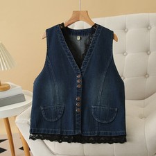 Damen Jeans Weste V-Ausschnitt