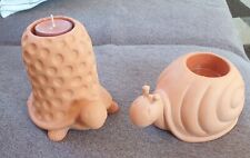 2 PartyLite Terracotta Teelichthalter "Schnecke & Schildkröte" Groß s.Pic`s Top*