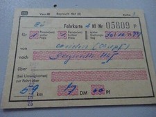 Deutsche Bundesbahn alte Fahrkarte DB 1977