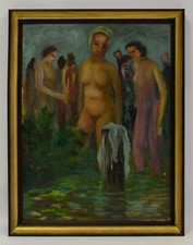 Altes gemälde badende - gemälde,, frauen