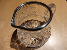 Krug, Kristallglas, Sterlingsilberrand, 14cm hoch, 13cm Durchmesser, Gew. 1085gr