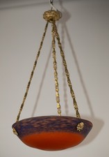 Art Deco Deckenlampe Pate de Verre,  Frankreich um 1930. Elektrisch sicher!