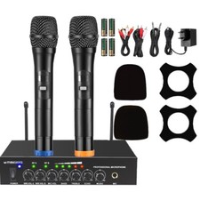 Doppel UHF Funk Mikrofon Set Wireless Microphone Kabellos Microfon Mic Karaoke