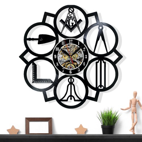 Freimaurer vinyl wanduhr kunst - wanduhr,