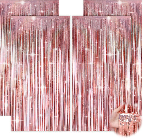 Lametta vorhang rosa gold - vorhang,