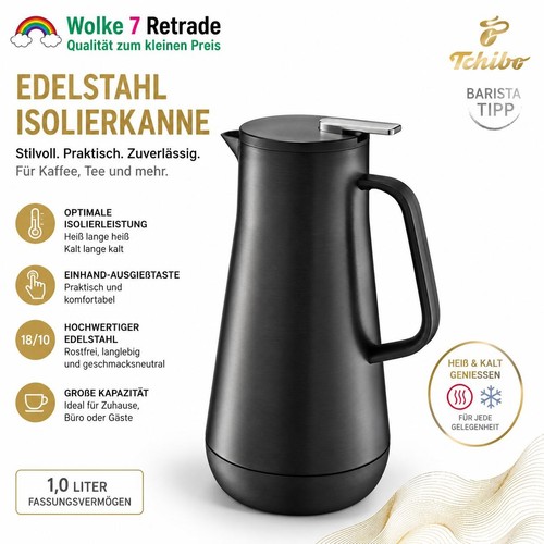 Liter isolierkanne schwarz - 1,
