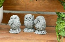 Steinfigur 3er Set Eulen