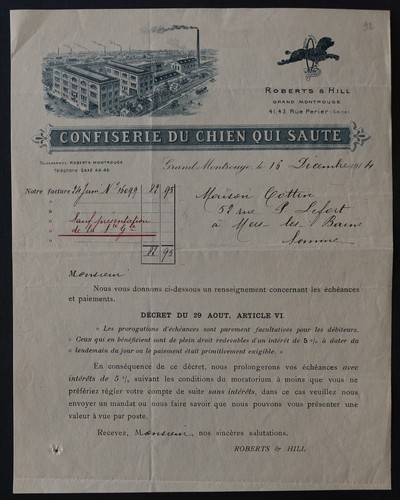 Facture montrouge 1914 - montrouge,