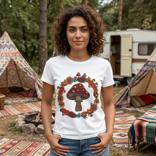 Hippie blumen pilz tshirt - blumen,