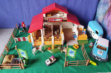 Playmobil Reiterhof 4190 Pferdestall Haus 70511 Autotransporter Anhänger blau