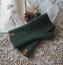 Warme Woll Walk Arm Handstulpen mit Daumen grün 100% Wolle Pulswärmer Handmade
