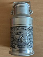 Vintage - Zinn Milchkanne mit Jagd Motiven (ca. 13cm)