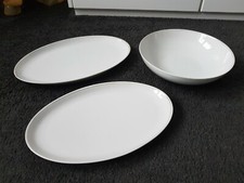 Antik Arzberg 2 x Servierplatte und eine Schüssel weiß mit Goldrand Nr. 233