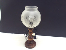 Tischlampe kleine Vintage Nachttischlampe Glas Kugel Lampenschirm Holz Fuß