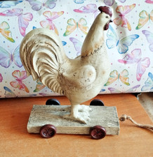 Sehr schöner Hahn auf Brett mit Räd von Clayre & Eef 6PR0033