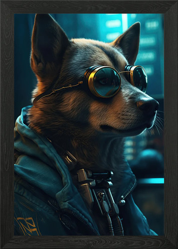 Cyber dog framed wall - cyber,