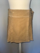 Mini Rock Faltenrock zum Wickeln Cord Baumwolle von Oasis Beige Camel Gr. 34 Neu