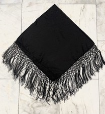 Großes Edles Seiden Dirndl-Trachtentuch  90 x 90 cm Schwarz  /  Dirndeltuch