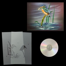 Schablonen Airbrush Step by Step Schablone Eisvogel # 0191 & Anleitungs CD