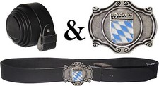 Trachten Wechselgürtel Ledergürtel schwarzantik 3-farbige Schnalle Wappen Bayern