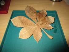 Holz Blatt, Kastanie, ca. 18 x 15 cm.