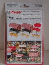 Preiser Marktstände Tische Waagen Sonnenschirm Bausatz Zubehör 17500 H0 OVP 1:87